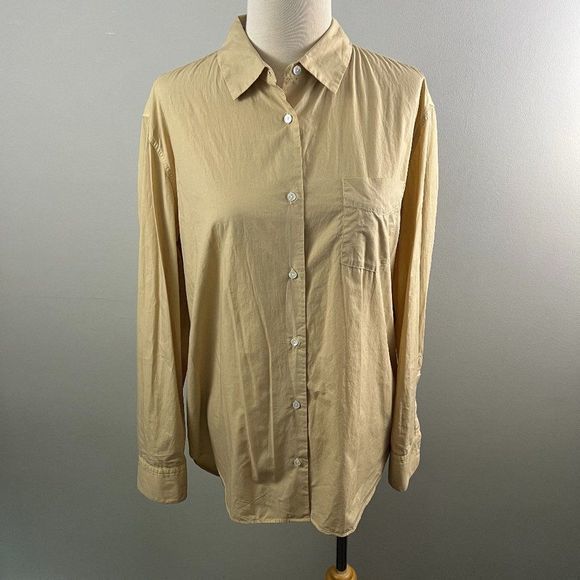 NWOT NILI LOTAN Kristen Button-Up Shirt‎ in Sand (S) - Picture 4 of 13